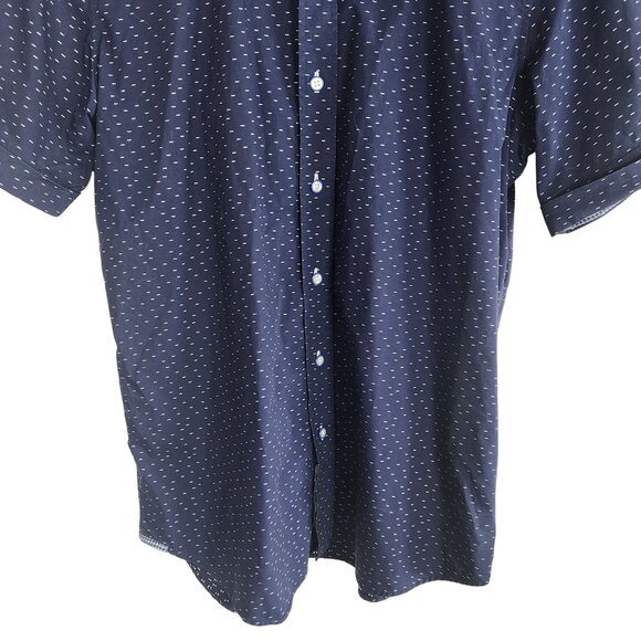 Robert Graham Navy Short Sleeve Button-Up Shirt Large Tailored Fit - Picture 3 of 6